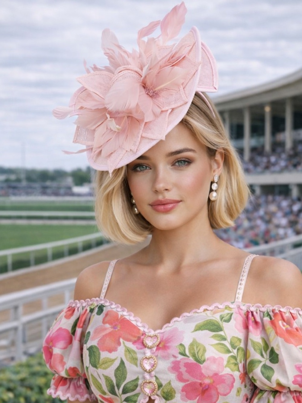 Pink Kentucky Derby & Oaks Fascinator Hat | Feather Floral Headpiece